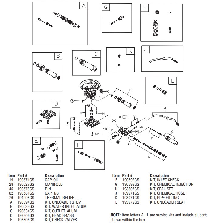 Briggs & Stratton 197300 pump replacement parts 